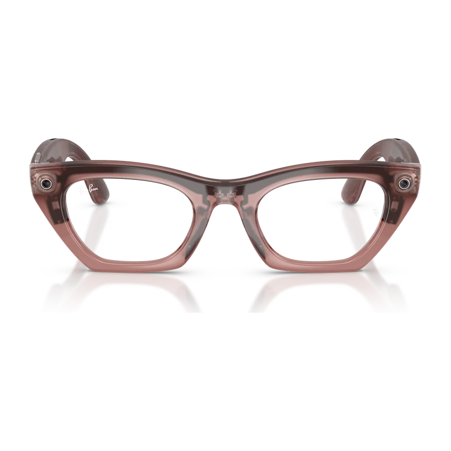 Rayban Meta Zena Optics Gen 3 สี Milky Pink Blush เลนส์ใส Demo Lens มุมหน้า