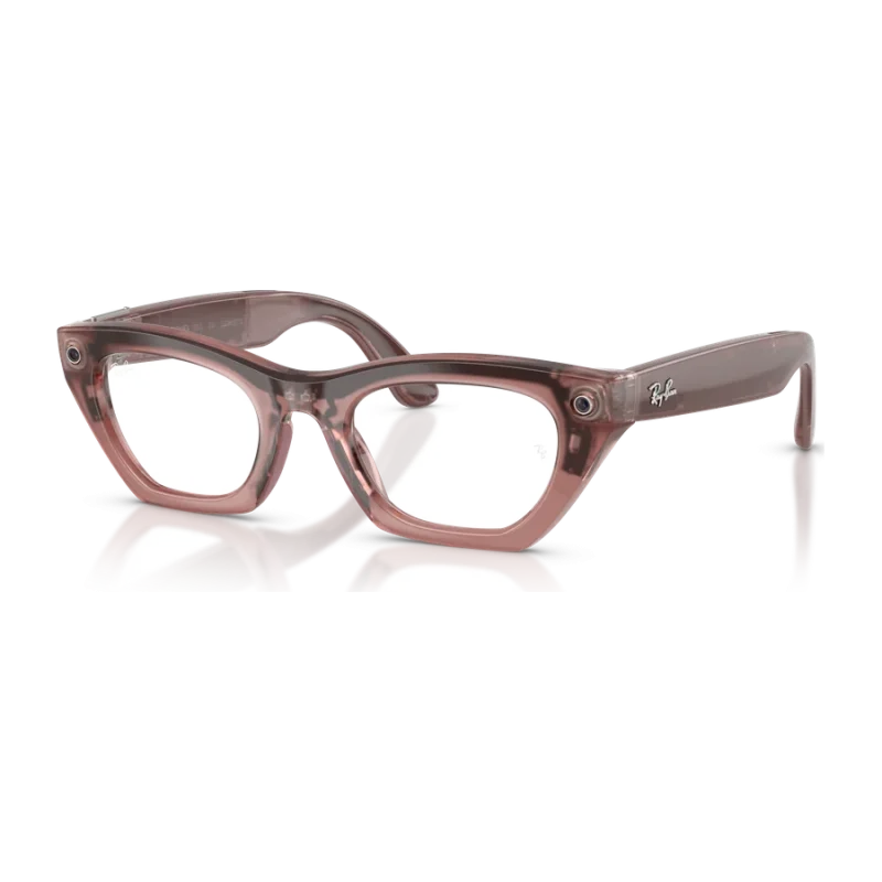 Rayban Meta Zena Optics Gen 3 สี Milky Pink Blush เลนส์ใส Demo Lens มุมเฉียงซ้าย