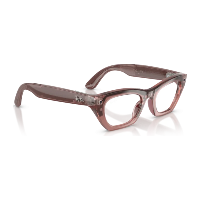Rayban Meta Zena Optics Gen 3 สี Milky Pink Blush เลนส์ใส Demo Lens มุมเฉียงขวา