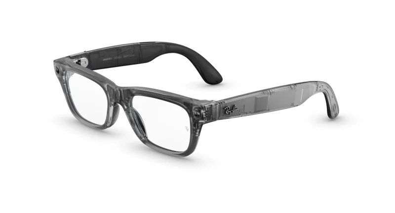 มุมซ้าย Rayban Blayzer Optics Gen 2 สี Matt Transparent Ice Grey เลนส์ Clear
